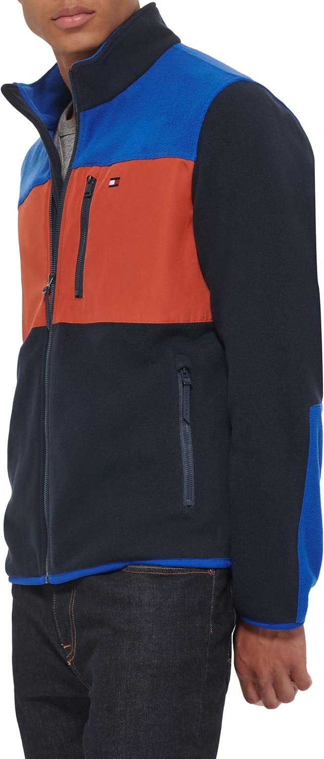 Мужская флисовая куртка Tommy Hilfiger на молнии спереди, Navy/Spicy Orange — фото 3