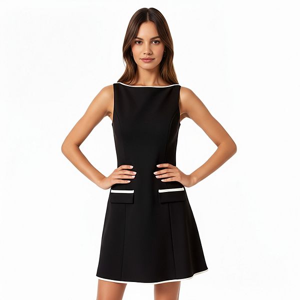 

Женское платье-мини без рукавов с контрастной отделкой и клапаном спереди Anna-Kaci, Black