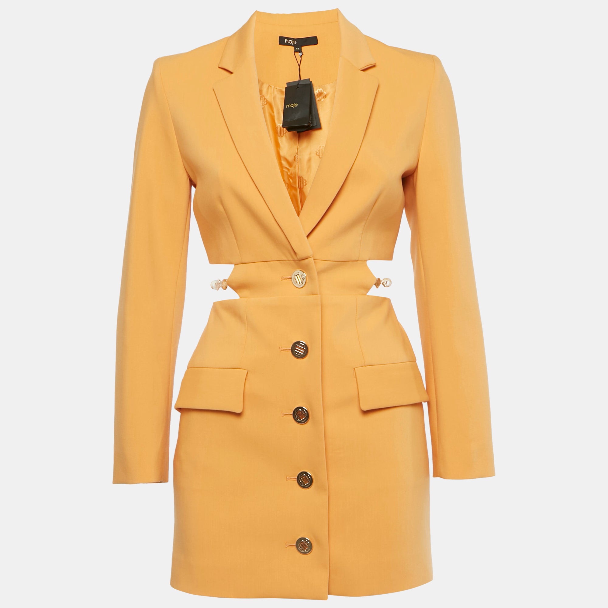 

Платье Maje из оранжевого хлопка с ажурной отделкой