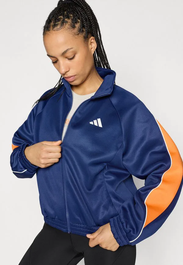 Толстовка на молнии для стадиона Adidas Sportswear, Dark Blue/Pure Orange/Off White — фото 4