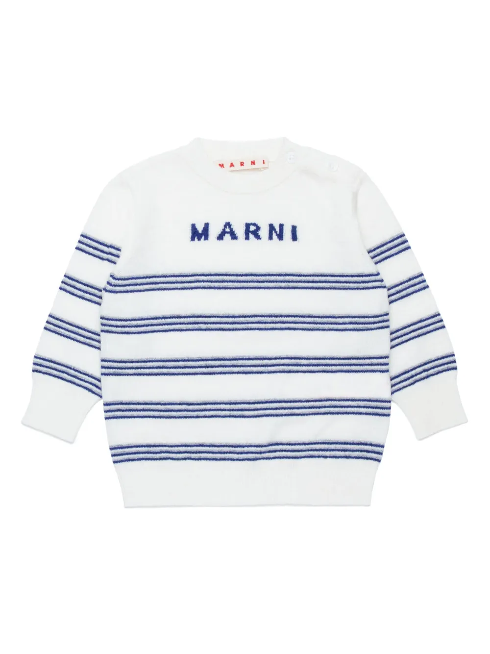 

Полосатый джемпер с логотипом Marni Kids, белый