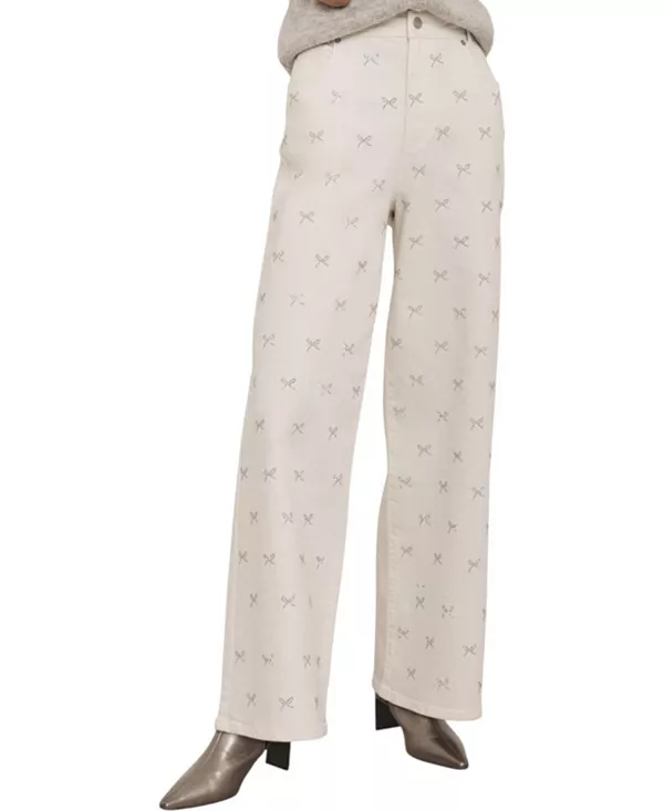 

Женские белые джинсы с декоративной отделкой и широкими штанинами Mint Velvet, белый