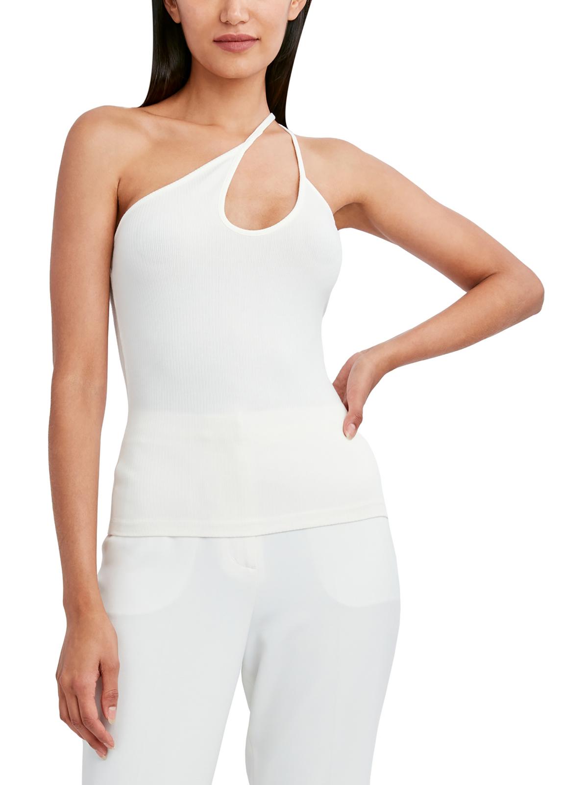 

Женская асимметричная майка в рубчик BCBGMAXAZRIA, кремовый