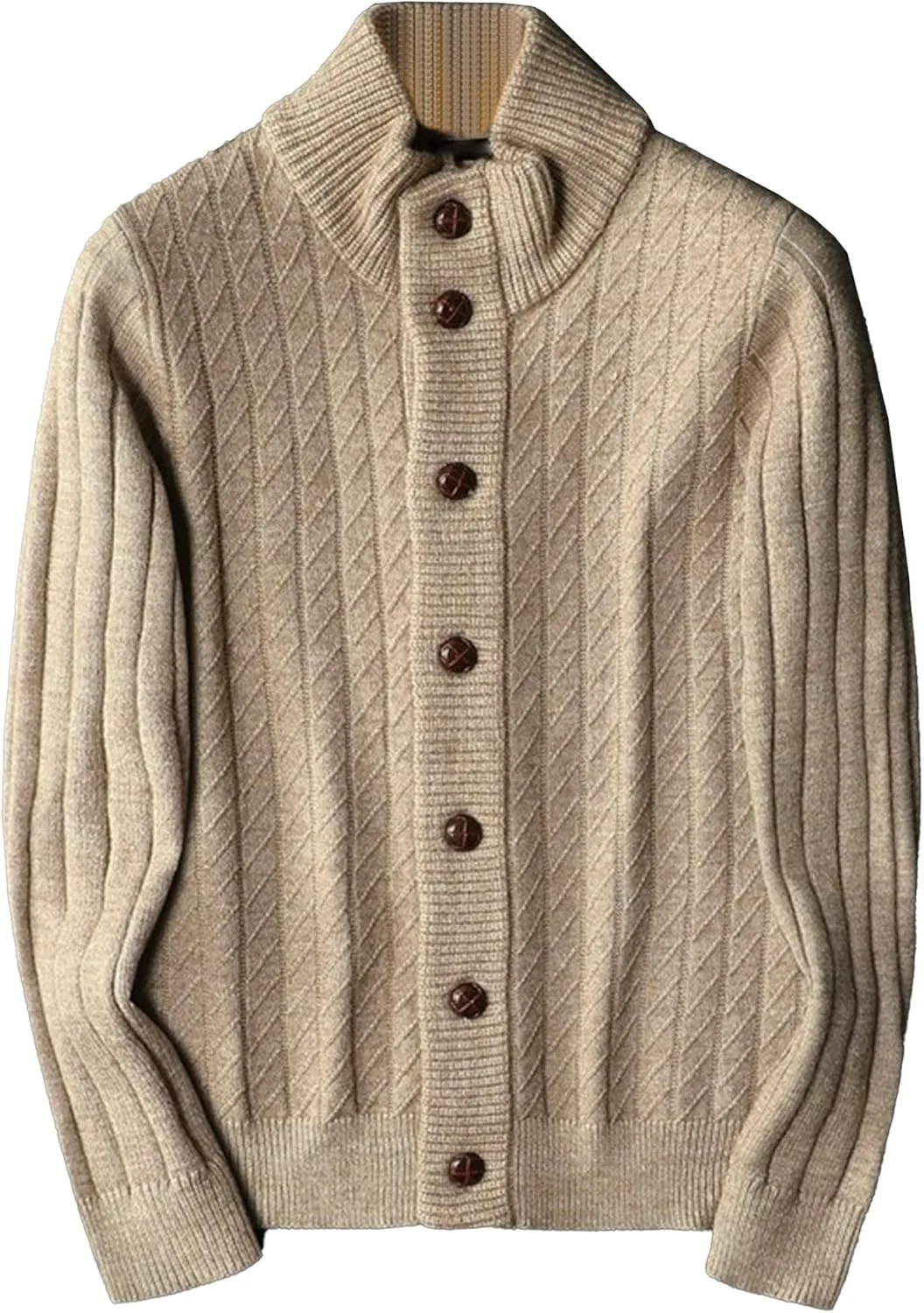 

Мужской вязаный кардиган с воротником стойкой, Slim Fit