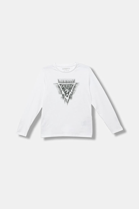 

Детская хлопковая кофта с длинным рукавом Guess, белый