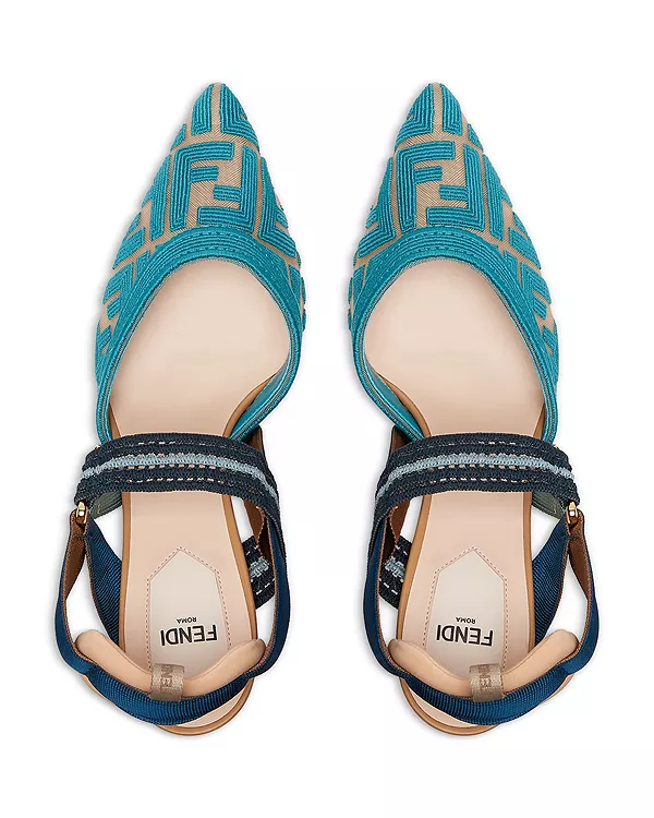Женские туфли на высоком каблуке с открытой пяткой Colibrì FF Fendi, синий — фото 3