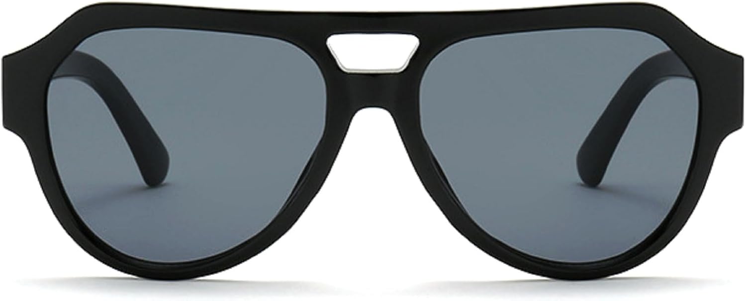 

Мужские солнцезащитные очки-пилот в стиле ретро с двойной перемычкой, сине-зеленые оттенки, защита от ультрафиолета UV400, модные женские солнцезащитные очки-пилот mincl, Black