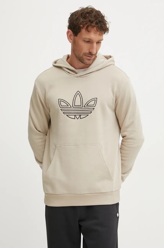 

Хлопковая толстовка Outline Hoodie Adidas Originals, бежевый