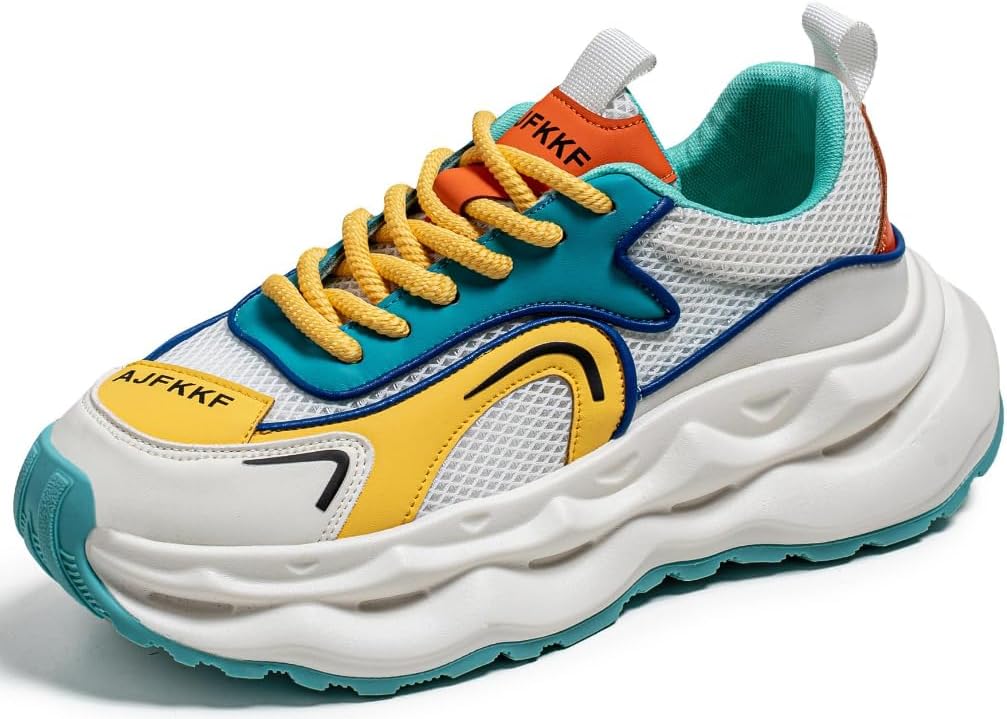 

Кроссовки для мужчин с цветными блоками, толстой подошвой и сетчатым верхом, на шнуровке, с удобной стелькой из пены с эффектом памяти Lexamen, желтый