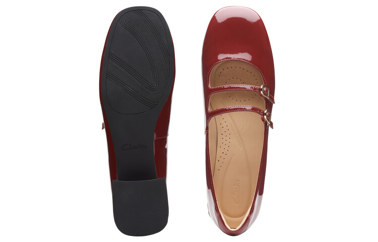 Женские повседневные туфли женские темно-красные Clarks — фото 3