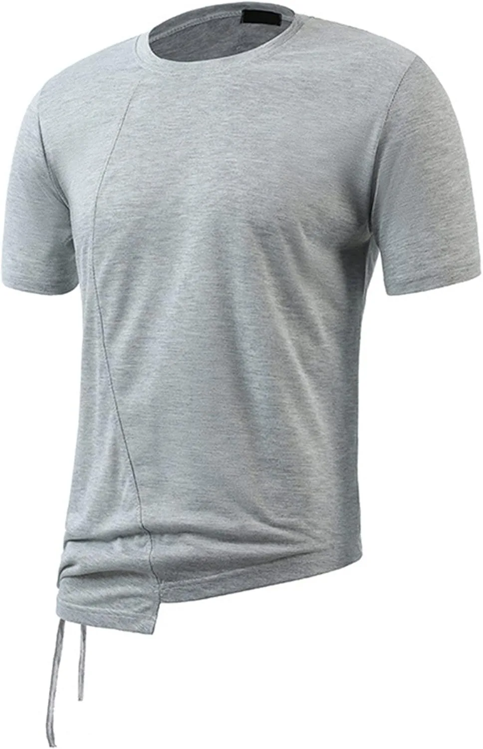 Мужская асимметричная рубашка с завязками Slim Fit с коротким рукавом — фото 2