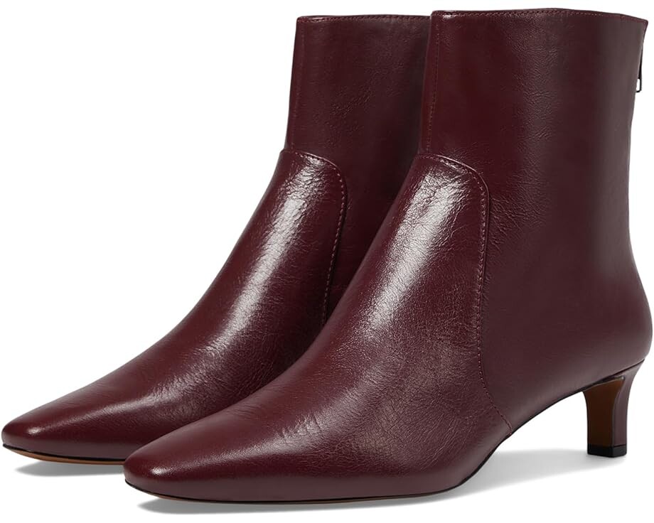 Ботинки Madewell The Dimes Kitten-Heel Boot In Crinkle Leather, цвет Deep Merlot