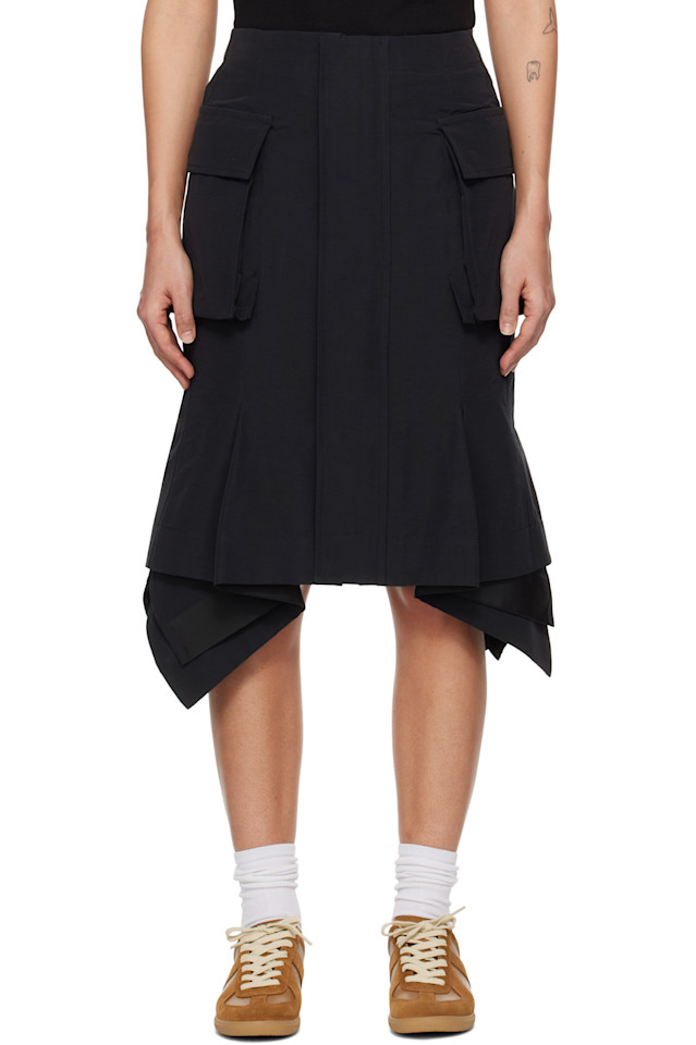 

Юбка миди из грогрена Sacai, черный