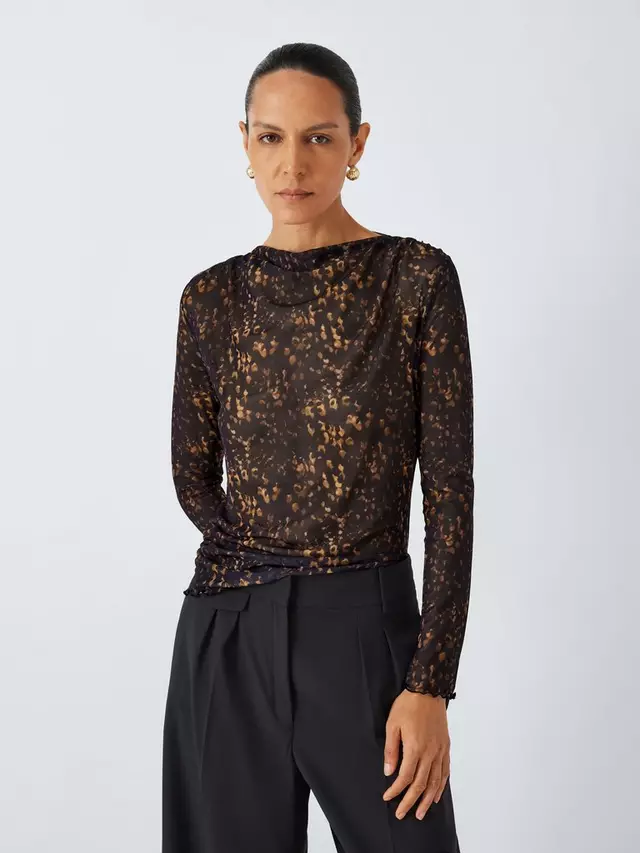 

Топ John Lewis Long Sleeve Spot Mesh, цвет black/multi