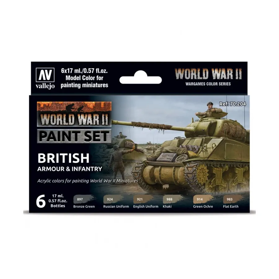 

Набор красок для британской брони и пехоты, Model Color - WWII Sets