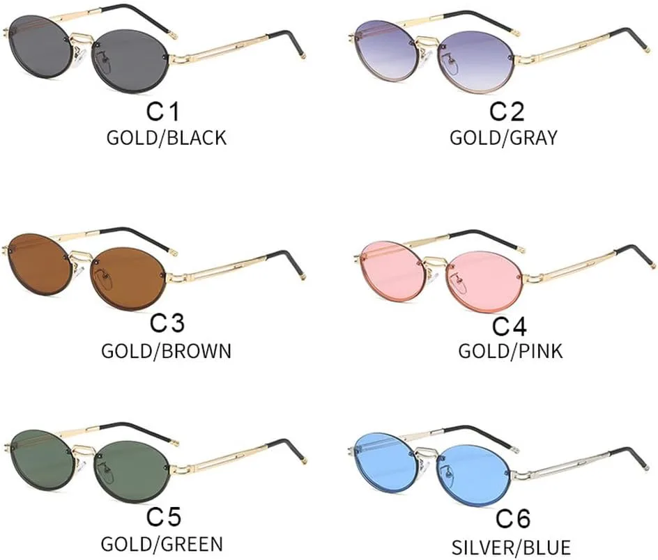 

Модные коричневые круглые овальные солнцезащитные очки без оправы для женщин, ретро-очки, мужские солнцезащитные очки с защитой от УФ-излучения UV400 TKKTLLT, C3