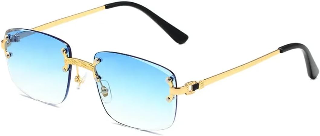 

Солнцезащитные очки с защитой от УФ-излучения UV400 | Металлическая оправа, панк-стиль, цветные линзы | Для женщин и мужчин, для занятий спортом на открытом воздухе и вождения DSVIGF, Gold Blue