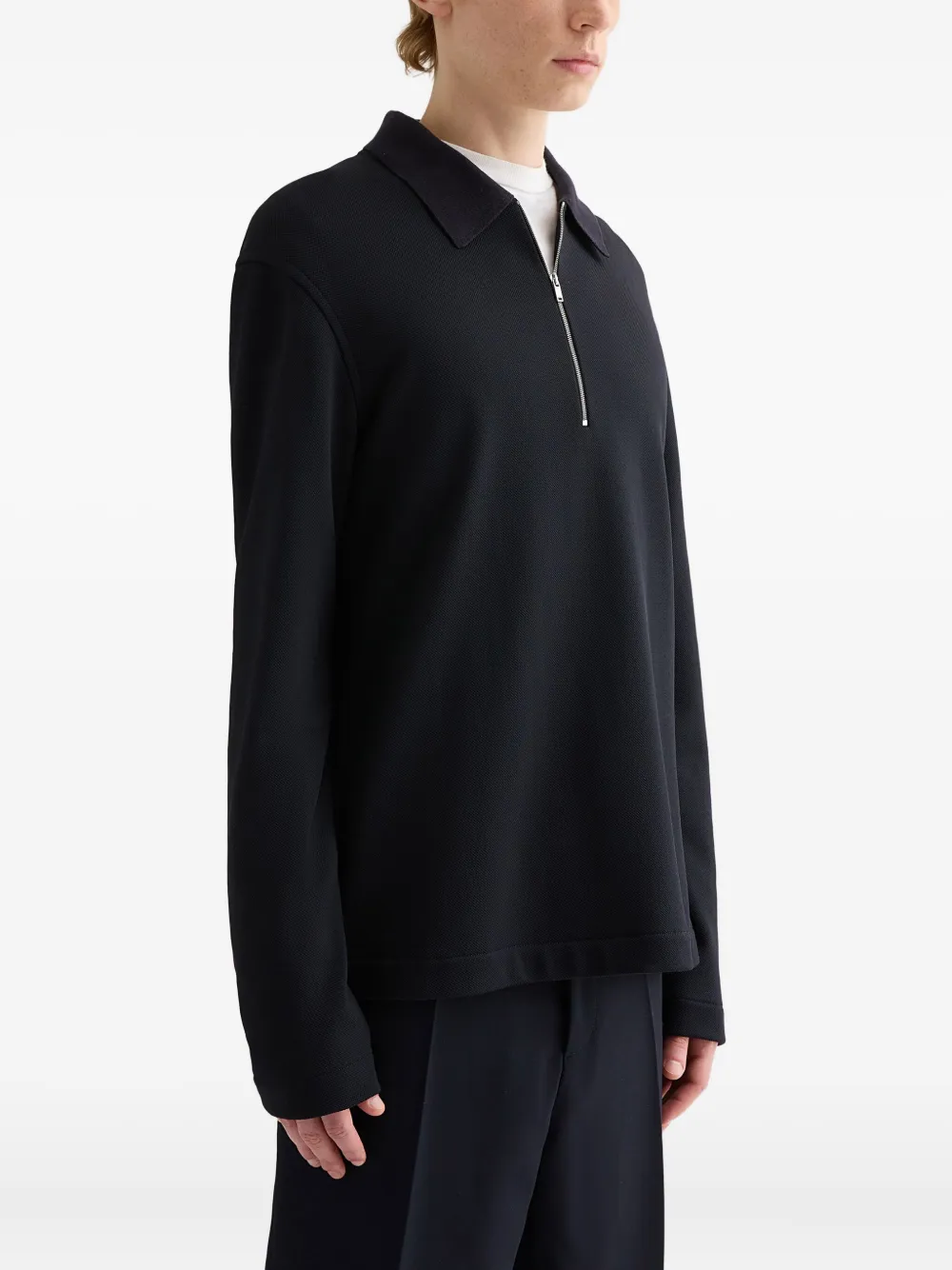 Рубашка поло на молнии с длинными рукавами Jil Sander, черный — фото 2