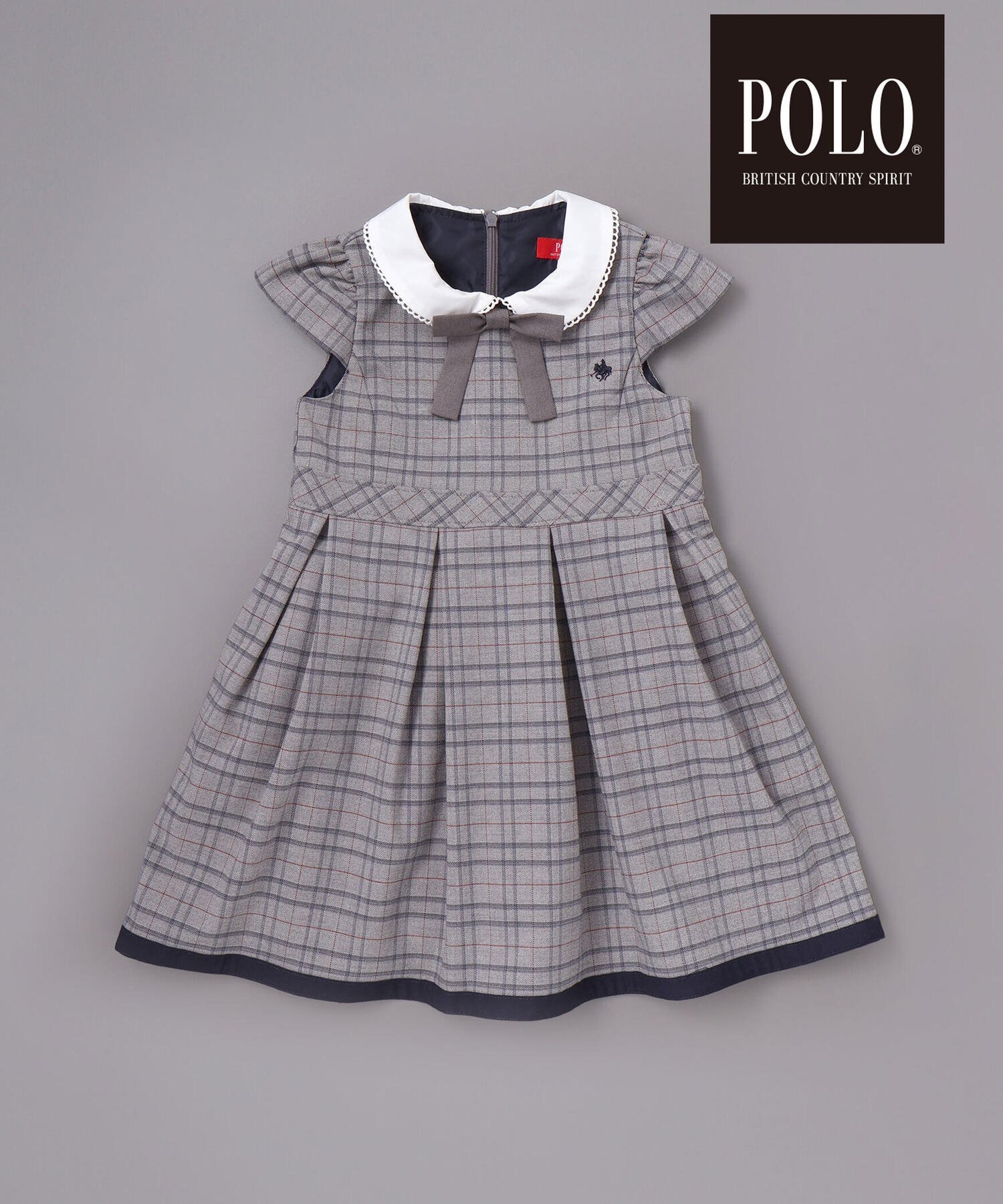 Коллекция POLO BCS*SLAP SLIP: жакет с застежкой на рукавах + клетчатое платье с воротником-лентой (размеры 110-130 см), Navy — фото 4