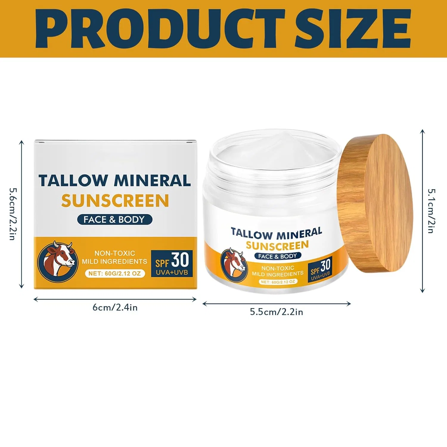 Солнцезащитный крем Tallow Beef Tallow SPF 30 с оксидом цинка, 60 г Acarey, D*1 — фото 2