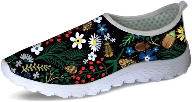 

Кроссовки Forchrinse с тропическим ананасовым цветочным принтом, дышащие сетчатые спортивные кроссовки без шнурков для мужчин и женщин, Tropical Beetle Daisy