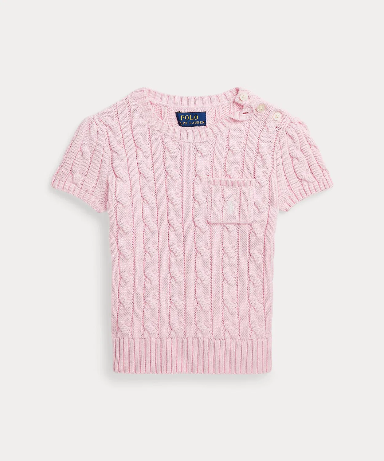 Свитер с коротким рукавом из хлопка Ralph Lauren, розовый