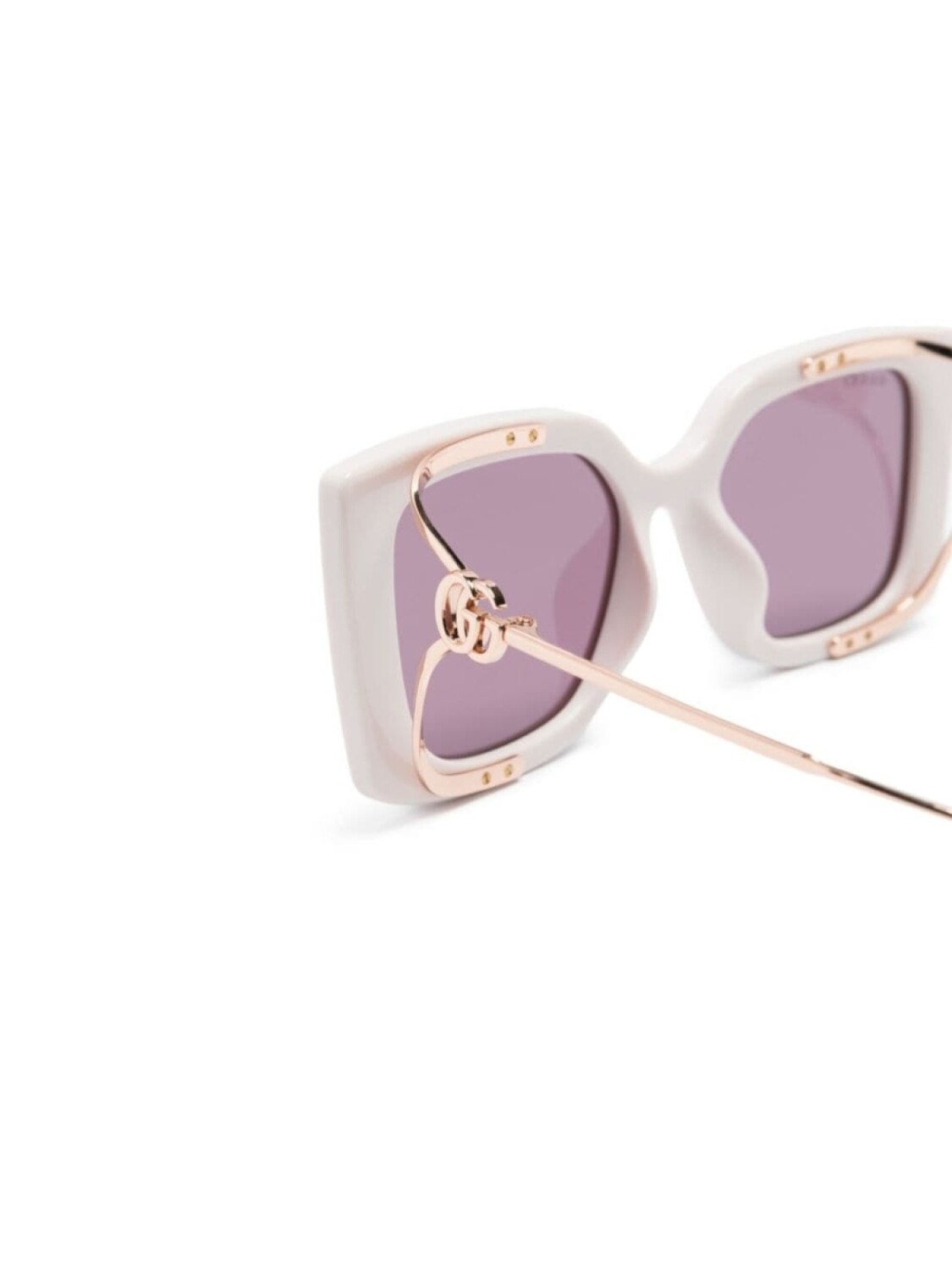 Солнцезащитные очки в массивной оправе с логотипом Double G Gucci Eyewear, розовый — фото 3