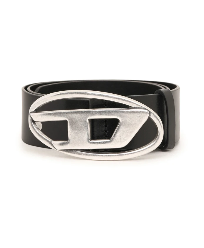 

Итальянский кожаный ремень с пряжкой D Diesel, черный