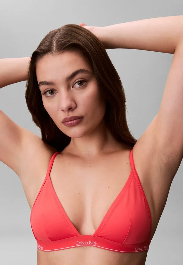 Топ бикини с треугольным значком Calvin Klein Swimwear, Punch Pink — фото 4