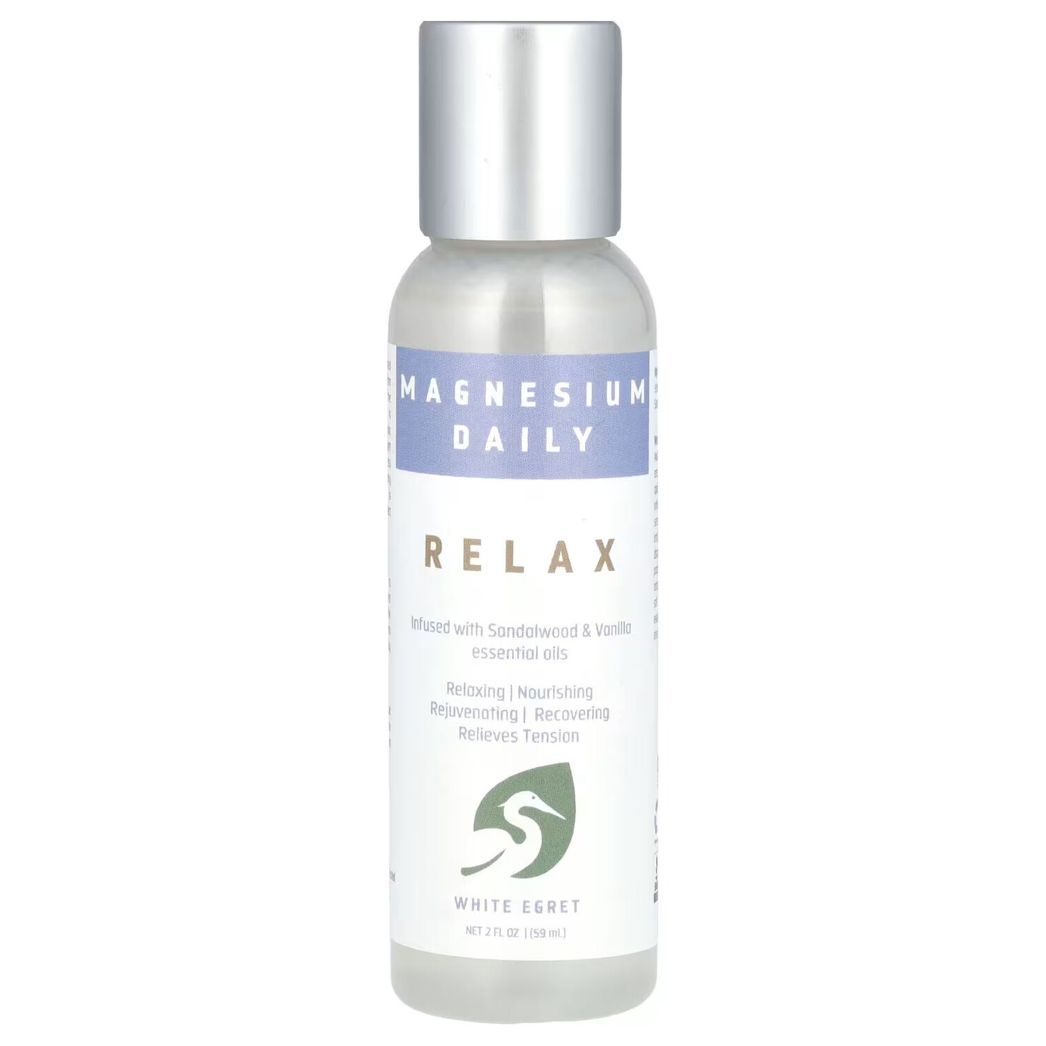 

Магний для ежедневного использования, Relax, 2 жидких унции (59 мл) White Egret Personal Care
