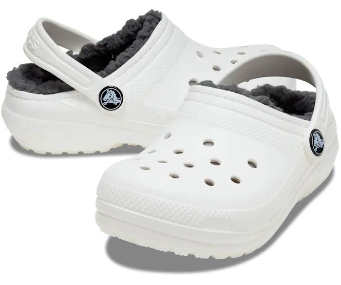 Классические сабо на подкладке Crocs детские, цвет White / Grey — фото 2