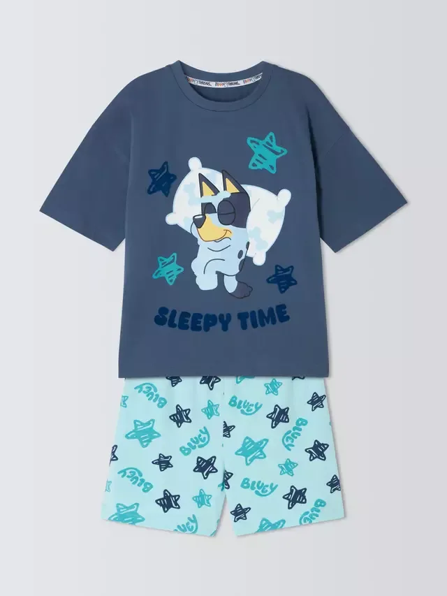 Детский хлопковый короткий пижамный комплект Bluey, винтажный индиго Brand Threads — фото 3