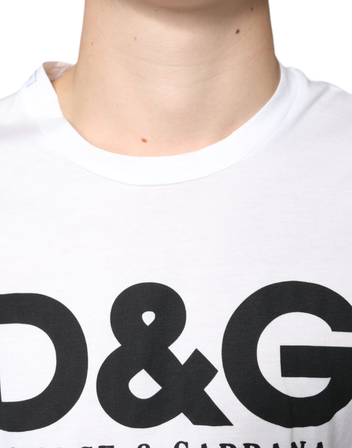 Белая хлопковая повседневная футболка с принтом логотипа DG Dolce & Gabbana — фото 4