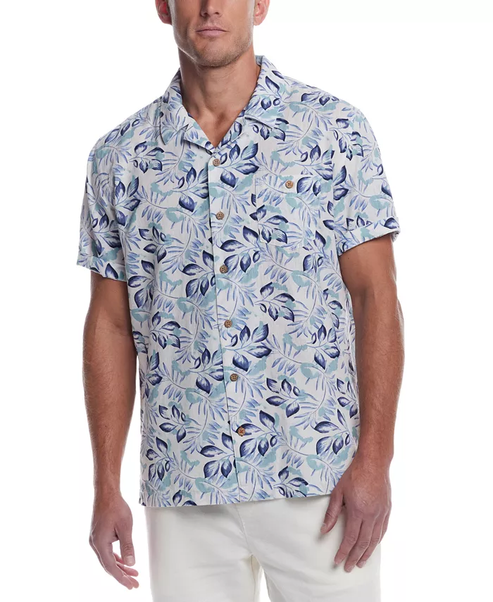 

Мужская классическая рубашка с принтом в виде пальмовых листьев Camp Shirt Weatherproof Vintage, синий