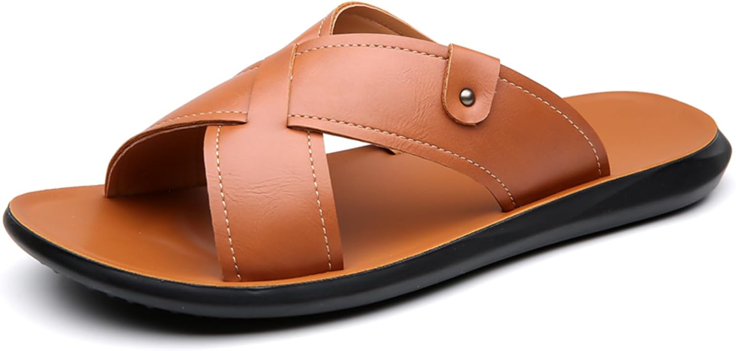 

Мужские сандалии Abborora с перекрестными ремешками, мягкой стелькой и удобной амортизацией, спортивные тапочки для дома, улицы и пляжа, коричневый