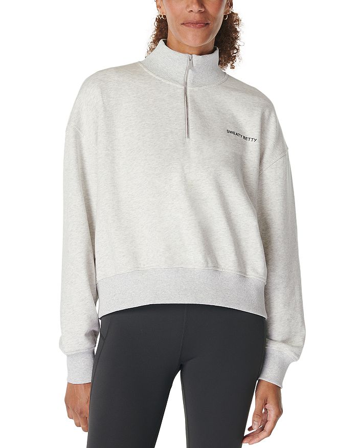 

Релакс худи с молнией и укороченным низом Revive Crop Sweaty Betty, серый