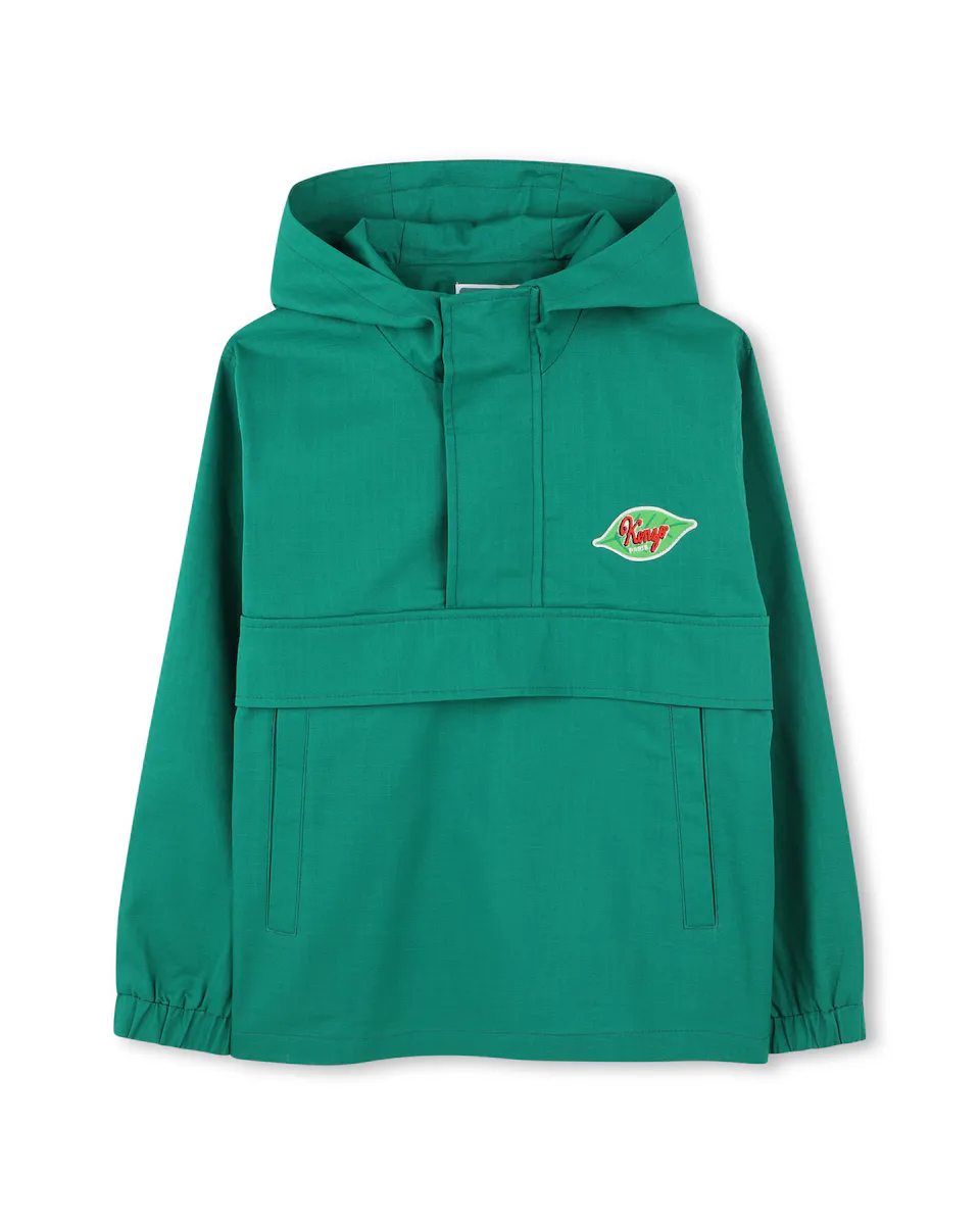 

Обычная мальчишеская ветровка с капюшоном Kenzo Kids, зеленый