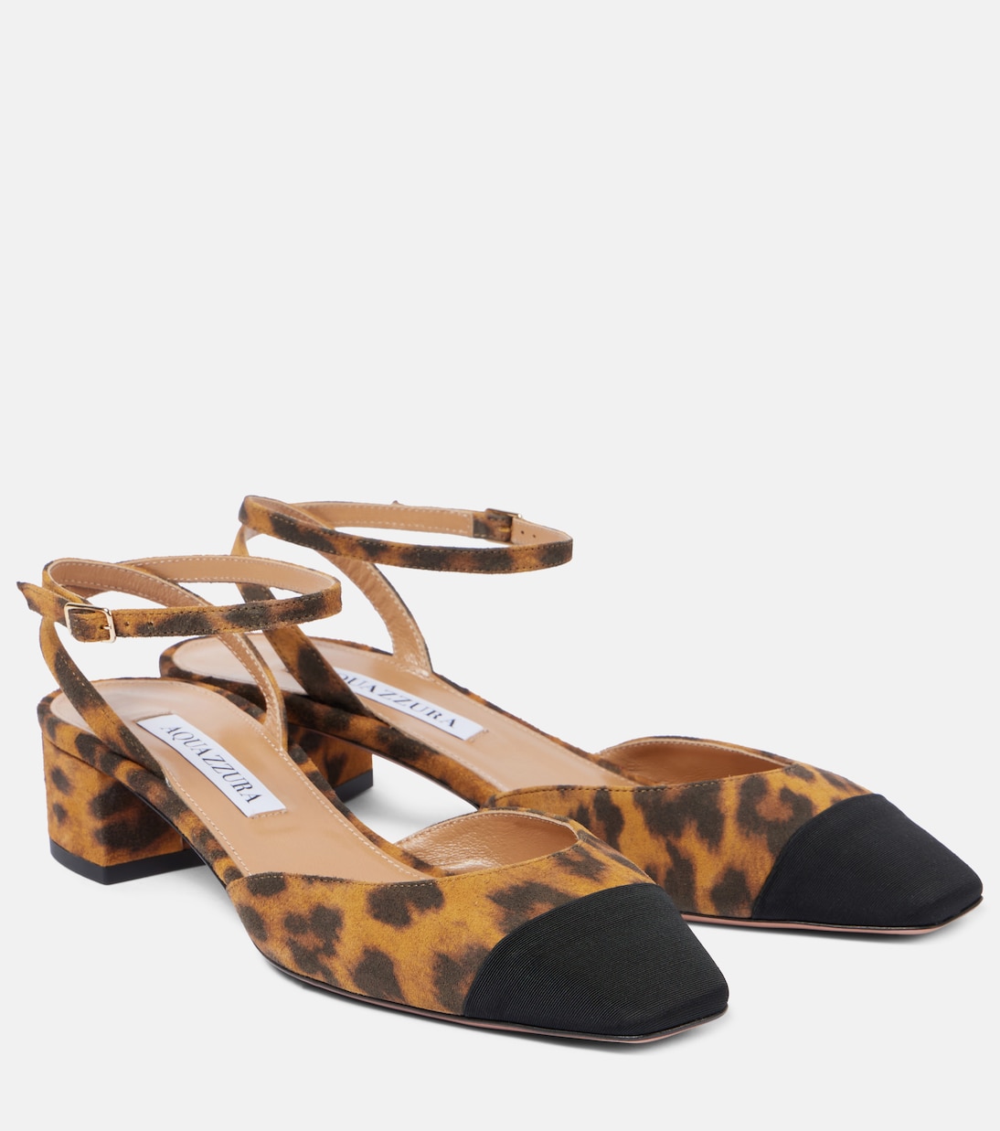 Замшевые туфли с леопардовым принтом French Flirt 35 Aquazzura, Caramel