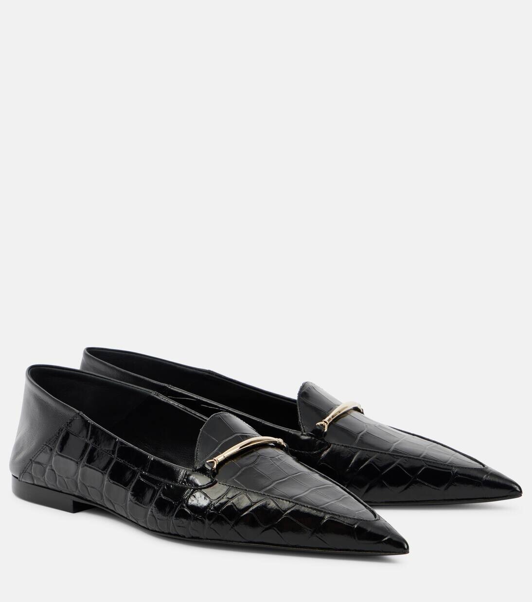 Кожаные мокасины Morsetto с эффектом крокодиловой кожи Victoria Beckham, черный