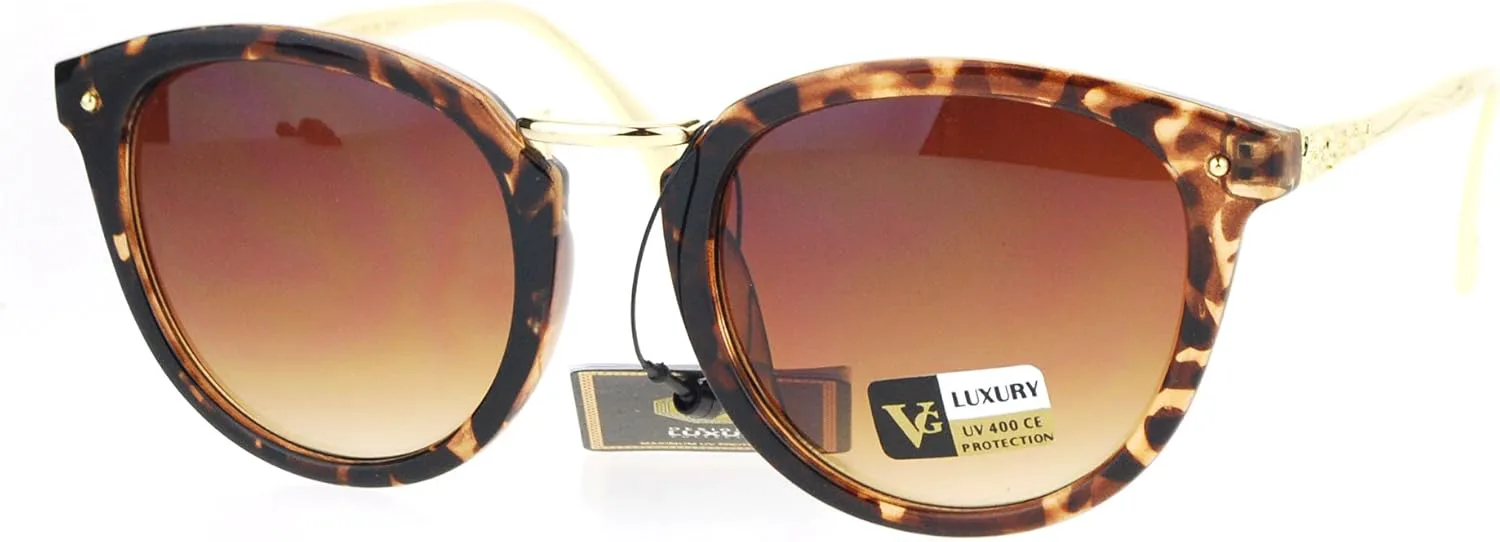 

Женские модные солнцезащитные очки PASTL с металлическим мостиком, заушниками в форме розы, защитой от УФ-излучения UV400 и черепаховой оправой, Tortoise