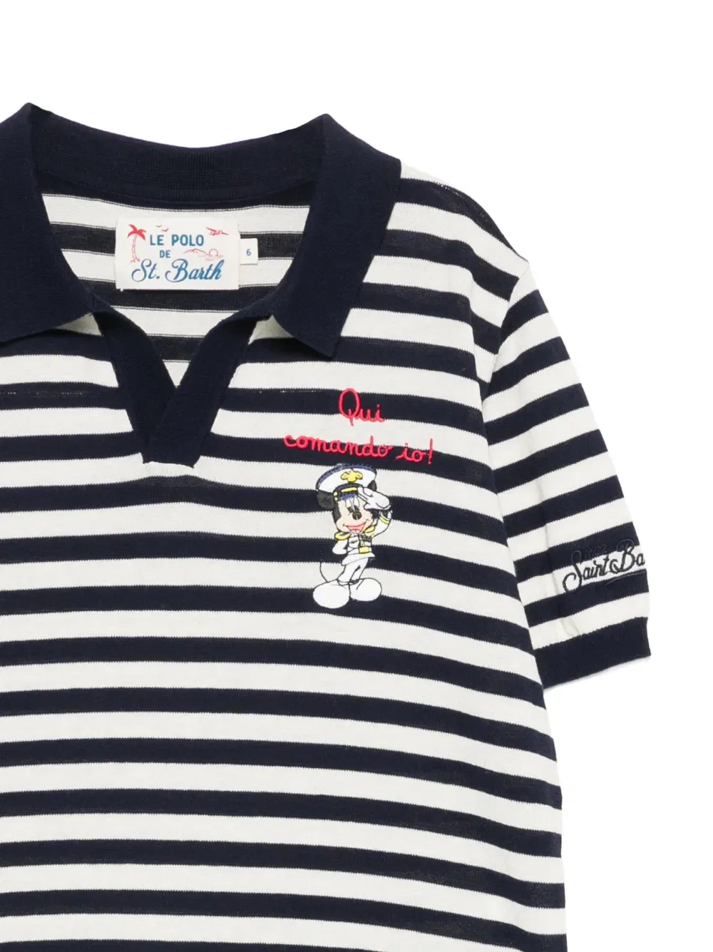 Полосатая вышитая рубашка поло Xdisney Mc2 Saint Barth Kids, синий — фото 3