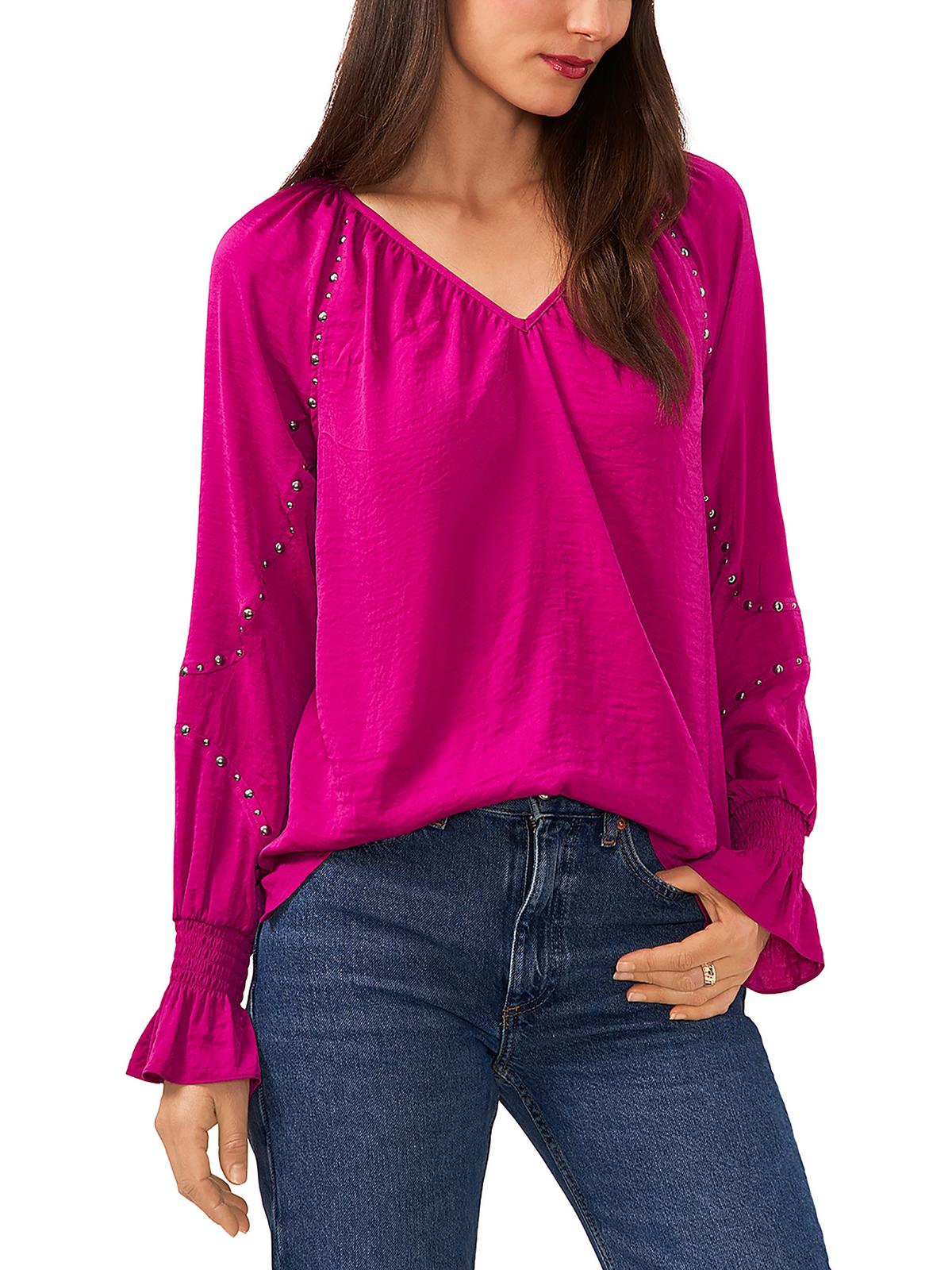 

Женская блузка с V-образным вырезом и сборками Vince Camuto, цвет fuchsia fury