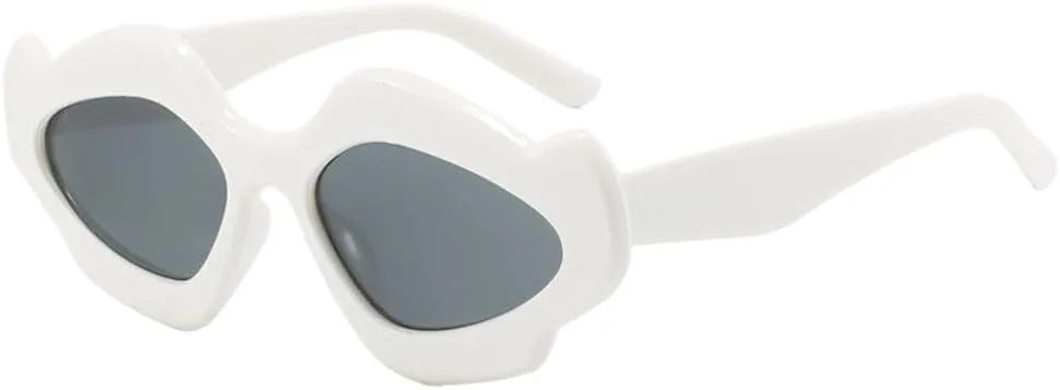 

Модные женские солнцезащитные очки неправильной формы, эффектные солнцезащитные очки для уличной фотографии, защита от ультрафиолета UV400 TYUVIVO, White