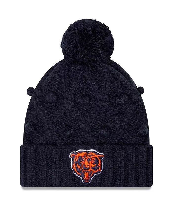 

Вязаная шапка Big Girls Navy Chicago Bears Toasty с манжетами и помпоном New Era