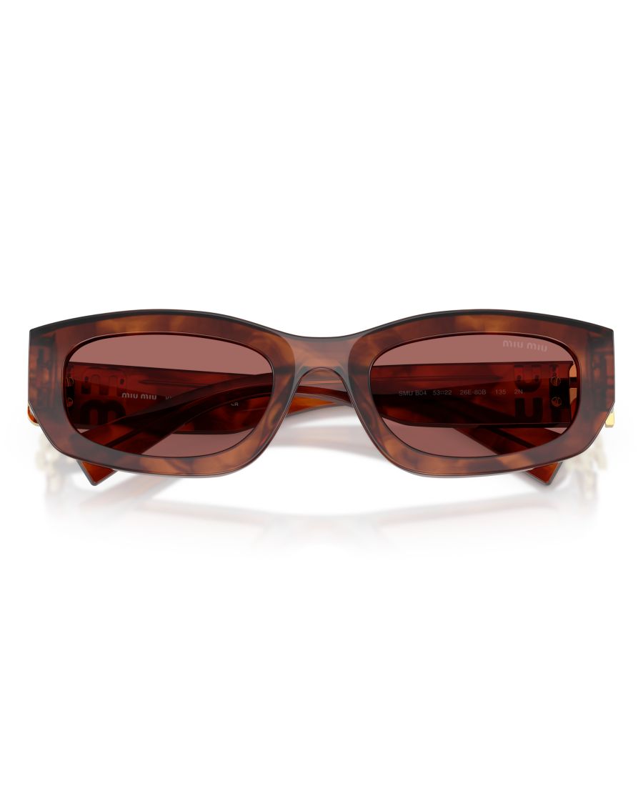 Женские солнцезащитные очки с геометрическим рисунком, MU B04S MIU MIU, Striped Tobacco — фото 4