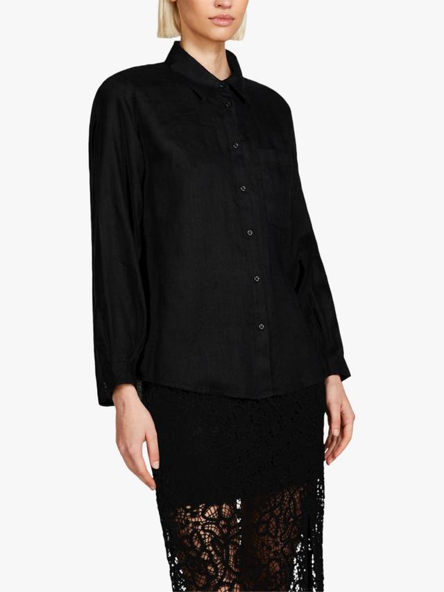 

Стираная рубашка из чистого льна SISLEY, Black