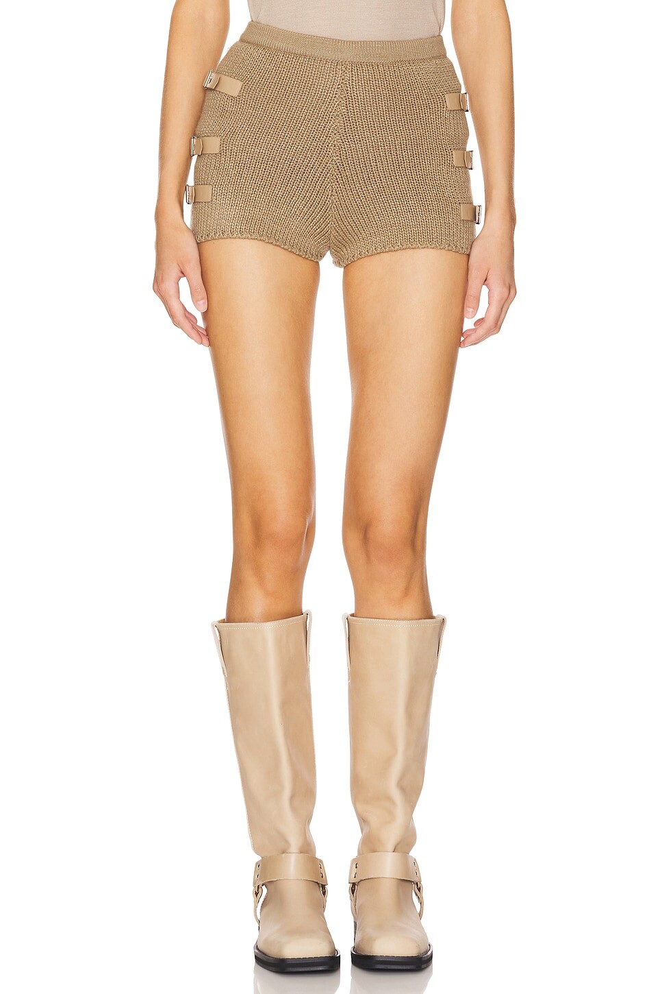 

Вязаные шорты с пряжкой Understated Leather, цвет oatmeal