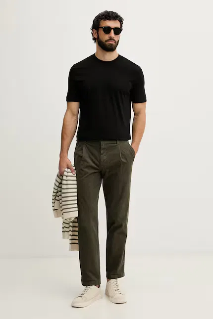 Штаны вельветовые Chino_Pleated_3 BOSS Orange, зеленый — фото 2