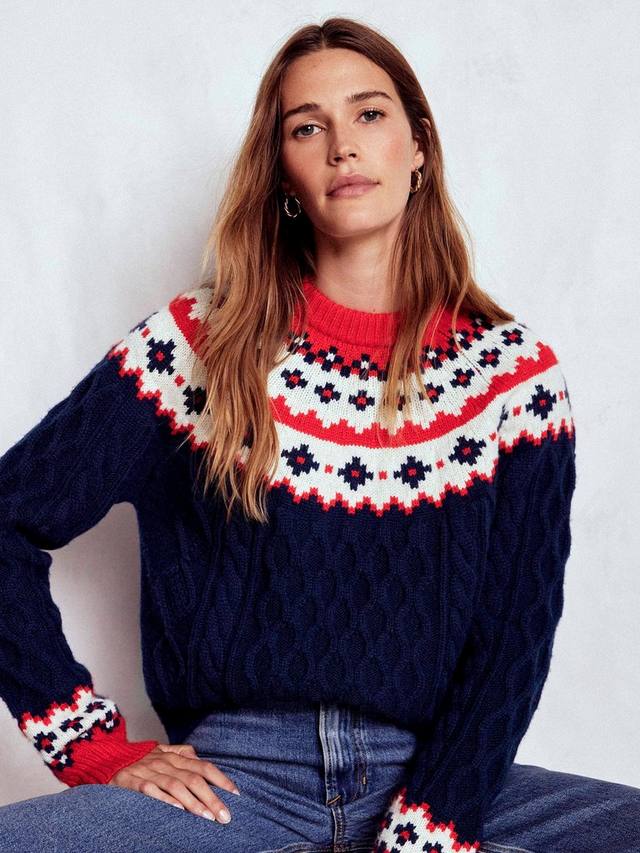 

Свитер Eleanor Fair Isle с круглым вырезом из шерсти Boden