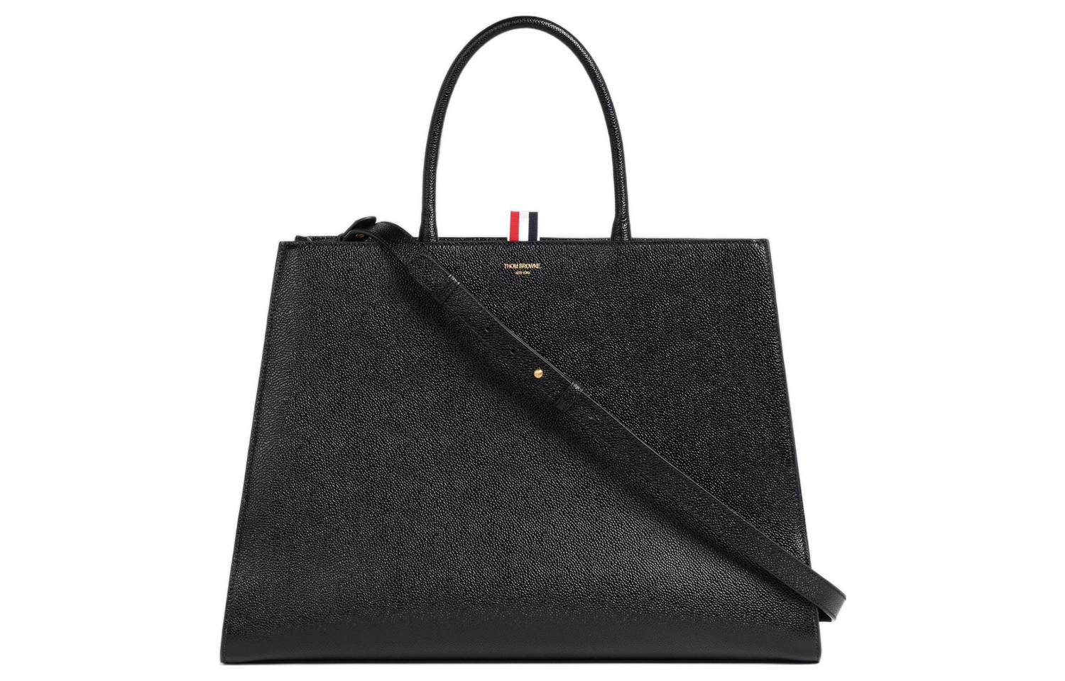 

THOM BROWNE Сумка-шоппер из зернистой телячьей кожи, шоппинг-сумка, сумка через плечо, кросс-боди, мужская сумка-тоут Tubas Black